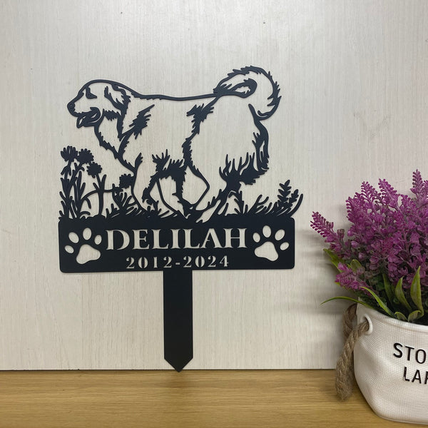Custom Great Pyrenees Memorial Metal Garden Stake, Personalized Dog Memorial Metal Stake, Dog Loss Metal Grave Marker, Dog Sympathy Metal Yard Sign