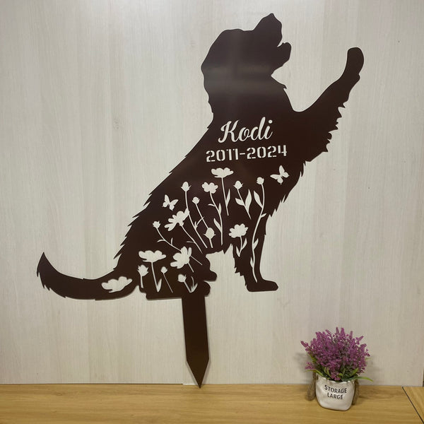 Personalized Golden Retriever Memorial Garden Stake, In Loving Memory Of Dog Metal Yard Sign, Pet Loss Remembrance Stake, Dog Metal Grave Marker