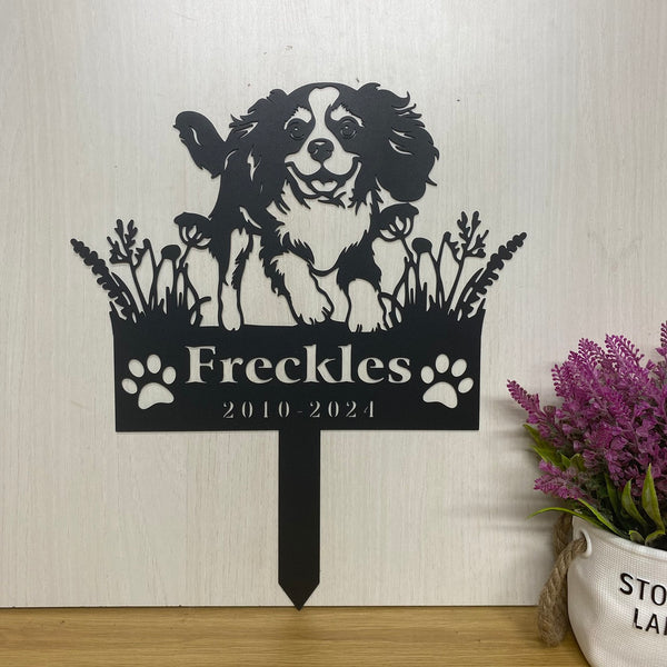 Custom Cavalier King Charles Spaniel Memorial Metal Stake, Dog Loss Metal Stake, Personalized Pet Metal Garden Yard Stake, Dog Remembrance Stake