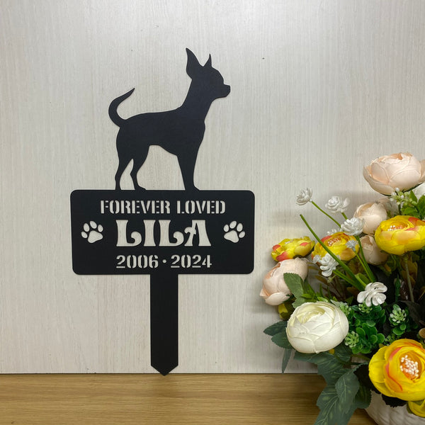 Personalized Chihuahua Dog Memorial Garden Sign With Stake, In Loving Memory Dog Metal Grave Marker, Pet Loss Remembrance Stake, Dog Metal Yard Sign