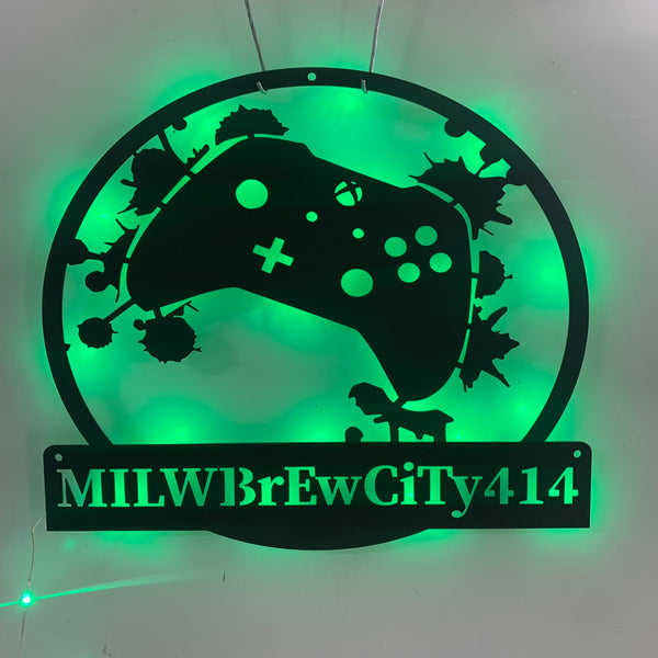 Personalized Game Controller Metal Wall Sign Led Lights, Custom Gamer Metal Name Sign, Gaming Room Metal Wall Hanging, Kids Room Metal Wall Art Decor