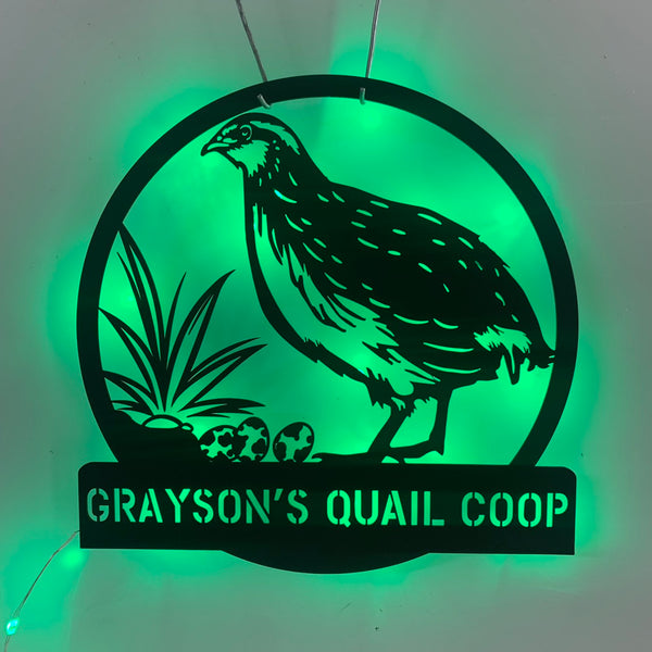 Personalized Quail Bird Metal Sign Led Lights, Custom Quail Bird Metal Wall Art, Metal Quail Sign Custom With Name And Date,quail Bird Metal