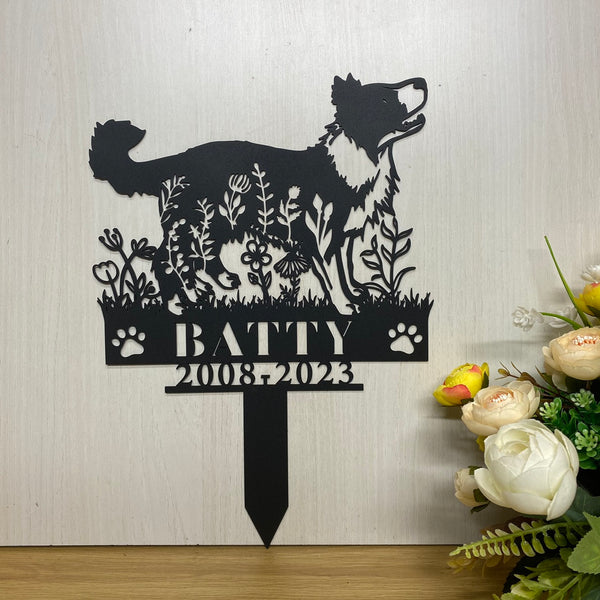 Personalized Border Collie Dog Memorial Garden Stake, Custom Dog Metal Grave Marker, Pet Loss Remembrance Stake, Dog Lovers Metal Yard Sign