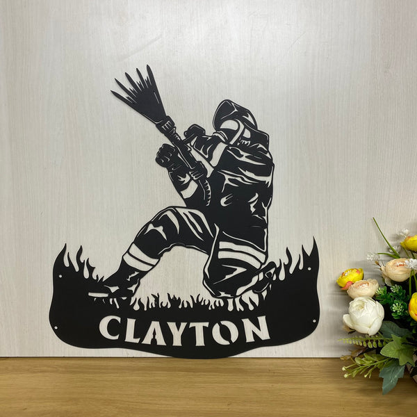 Custom Firefighter Metal Wall Art, Personalize Fireman Metal Name Sign, First Responder Fire Department Metal Wall Decor, Firefighter Metal Sign