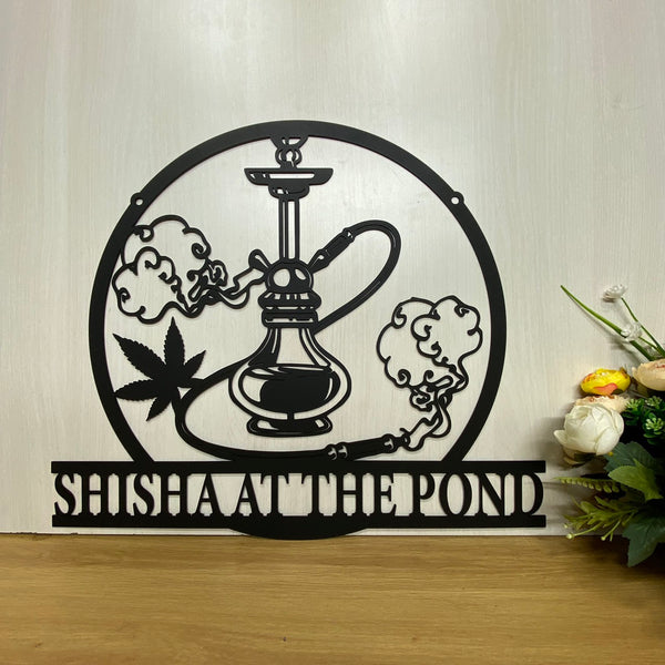 Custom Shisha Hookah Metal Wall Art, Personalized Shisha Smoker Metal Name Sign, Shisha Smoke Lounge Metal Decor, Smoking Room Metal Sign