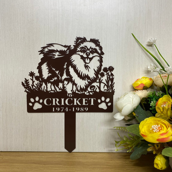 Custom Pomeranians Dog Memorial Metal Sign With Stake, Personalized Dog Loss Metal Garden Stake, Pet Loss Metal Grave Marker, Dog Remembrance Stake