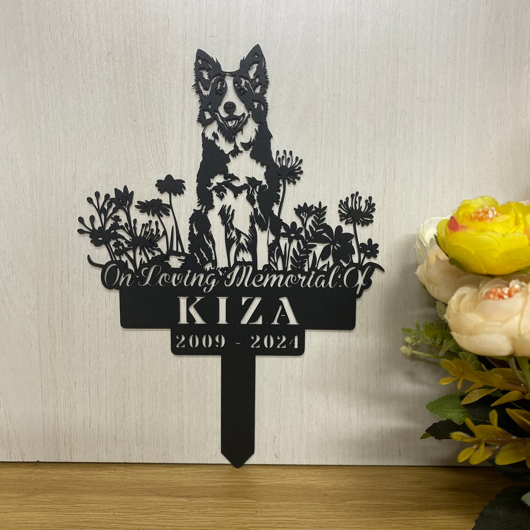 Custom Border Collie Memorial Stake Sign, Pet Loss Sympathy Sign, Pet Grave Marker Metal Yard Sign, Dog Loss Metal Sign With Stake, Remembrance Stake