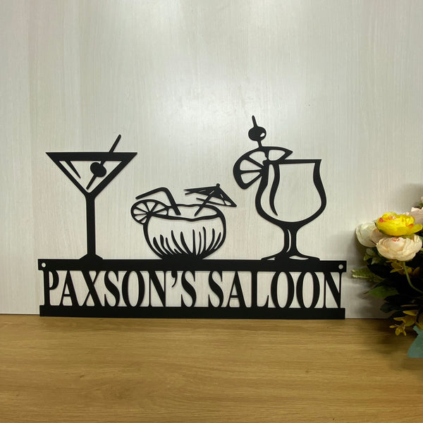 Personalized Wine Bar Cocktail Metal Wall Art, Custom Cocktail Metal Bar Sign, Patio Pool Bar Drink Metal Sign, Home Bar Sign, Mancave Sign
