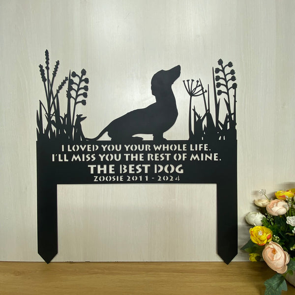 Personalized Dachshund Dog Memorial Stake Yard Sign, Pet Metal Grave Marker, Dachshund Metal Garden Stake, Pet Loss Sympathy Sign, Remembrance Stake