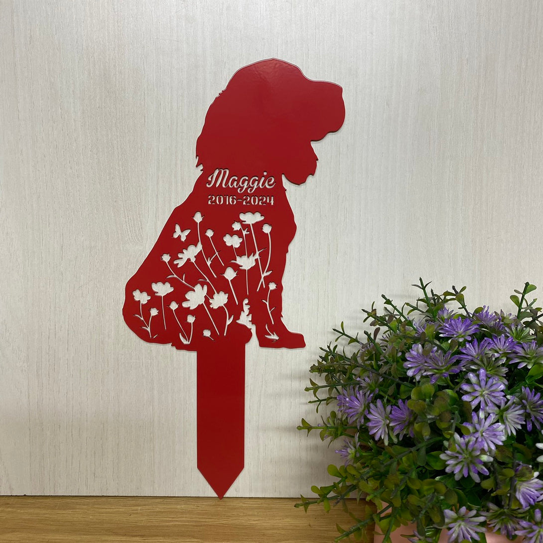 Custom Cocker Spaniel Memorial Metal Garden Stake, In Loving Memory Of Dog Metal Grave Marker, Pet Loss Remembrance Stake, Floral Dog Metal Yard Sign