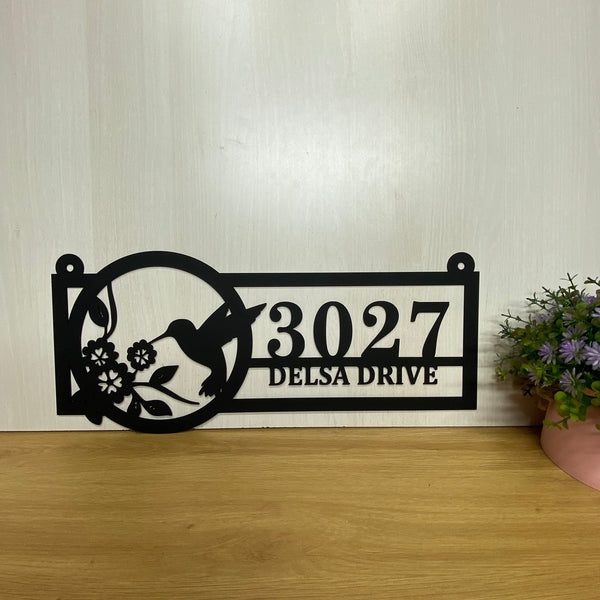 Custom Hummingbird Address Metal Wall Art, Personalized Hummingbird House Numbers Metal Sign, Address Metal Sign, Front Porch Metal Wall Hanging