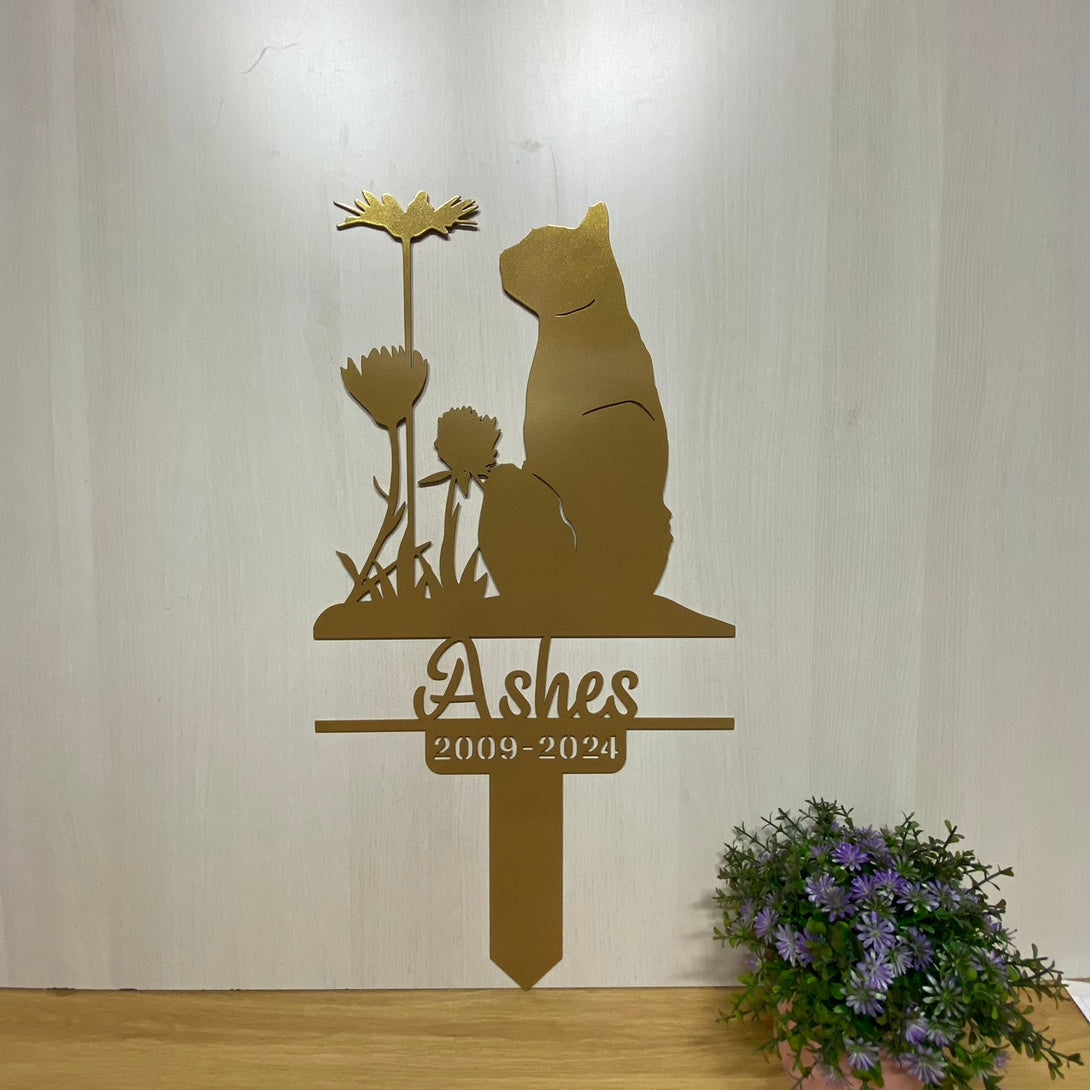 Custom Cat Memorial Garden Stake, Personalized Cat Name Metal Yard Sign, Metal Cat Memorial Garden Sign, Pet Loss Metal Grave Marker