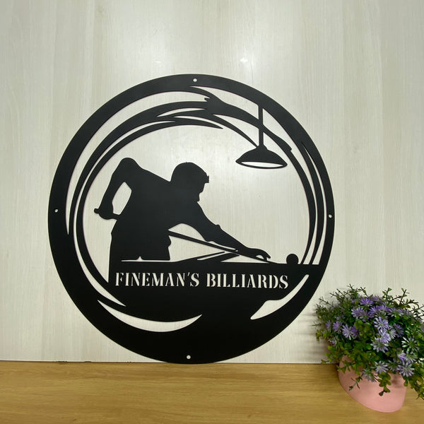Personalized Billiards Metal Wall Hanging Sign, Custom Pool Table Metal Wall Art, Pool Game Metal Sign, Billiards Room Game Zone Metal Sign Decor