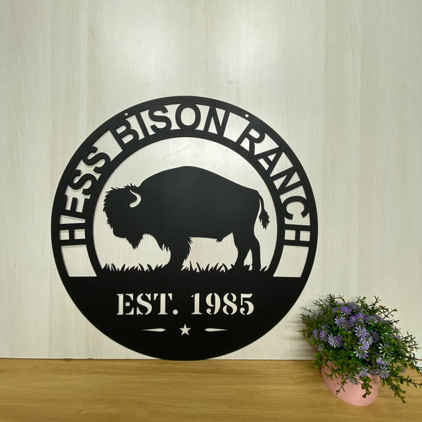 Custom Buffalo Metal Sign, Buffalo Bison Metal Wall Art, Personalized Buffalo Farm Sign, Farmhouse Ranch Barn Decor, Bison Buffalo Hunting Sign
