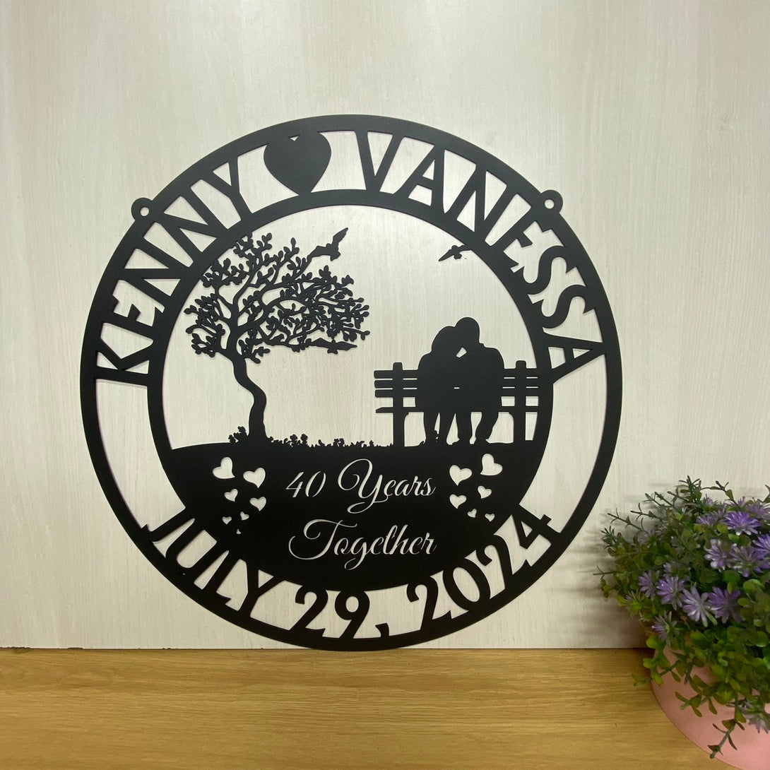 Custom First Anniversary Couple Metal Sign, Wedding Anniversary Metal Wall Art Sign, Golden Wedding Anniversary Gifts For Parents Couple Husband Wife