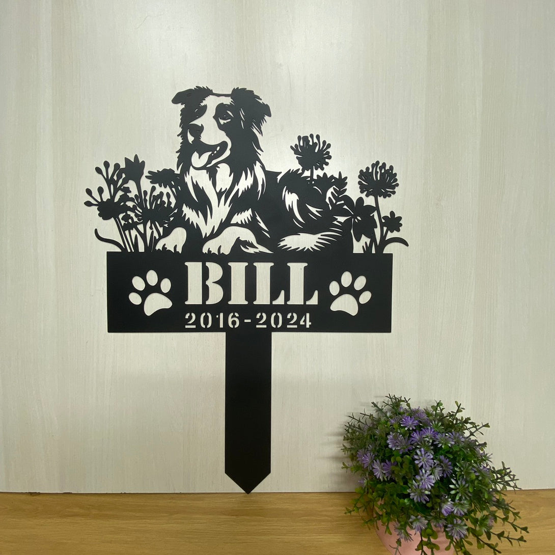 Custom Australian Shepherds Dog Memorial Metal Stake, Personalized Dog Loss Metal Grave Marker, Dog Memorial Garden Stake, Dog Sympathy Metal Sign