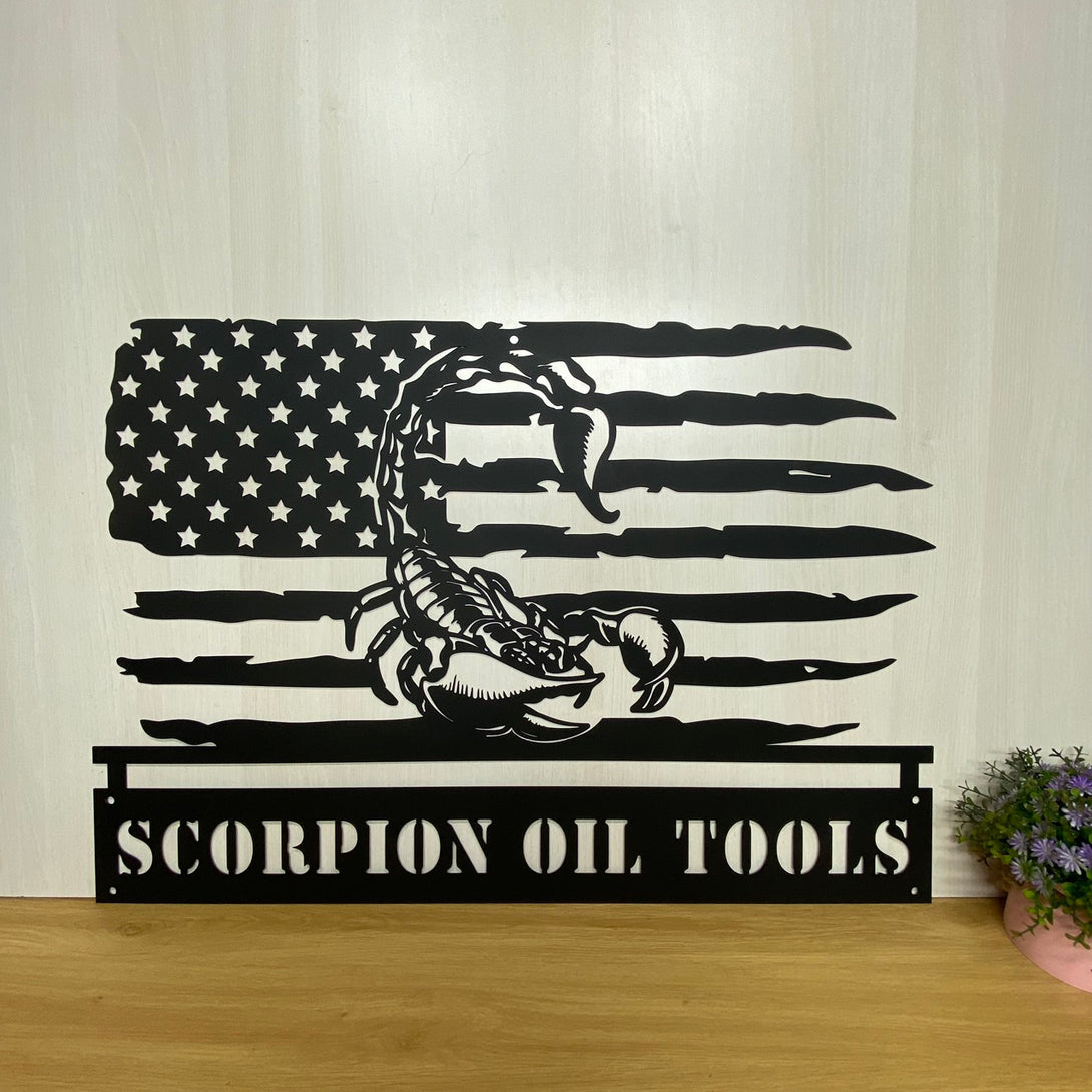 Custom Us Flag Scorpion Metal Wall Art, Personalized Scorpion Metal Name Sign, Scorpion American Flag Metal Wall Hanging, Scorpion Insect Metal Sign