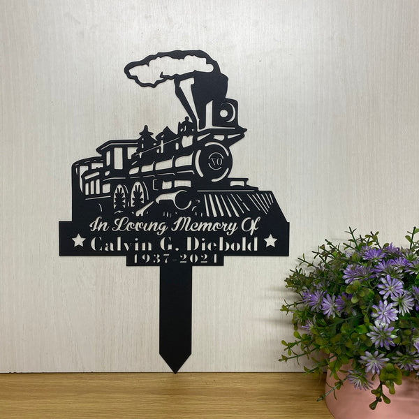 Personalized Train Driver Memorial Metal Stake, Train Driver Metal Sympathy Sign, Train Driver Loss Metal Grave Marker, Dad Loss Remembrance Stake