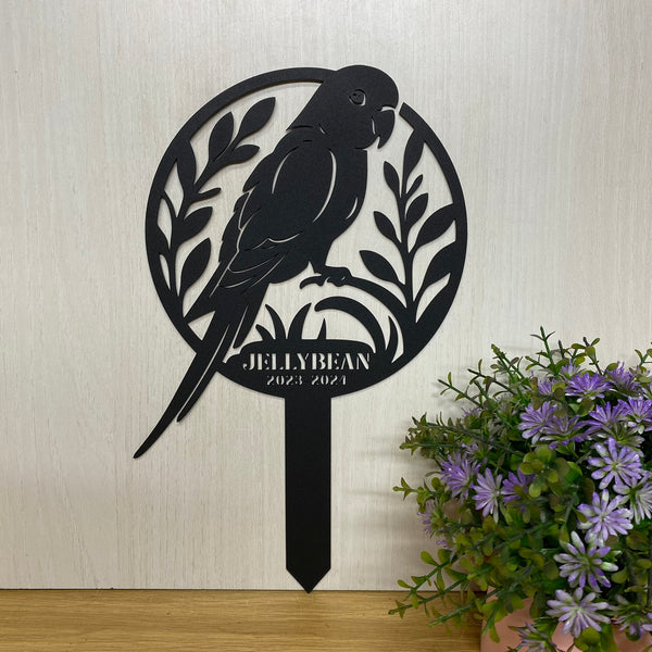 Custom Parakeet Memorial Metal Sign, Personalized Parrot Metal Garden Stake, Pet Loss Remembrance Stake, Bird Metal Garden Decor, Sympathy Sign