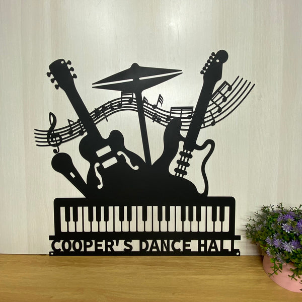 Personalized Musical Instruments Metal Wall Art, Custom Music Band Metal Sign, Music Guitar Piano Keyboard Sign, Music Room Metal Wall Sign Decor