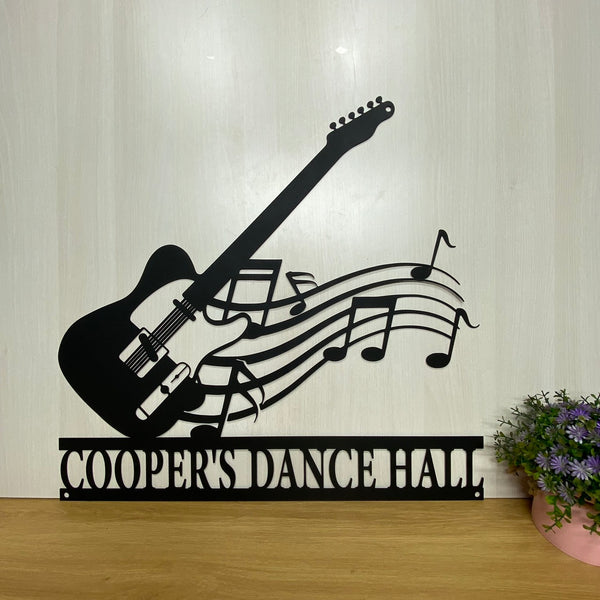 Custom Guitar Musical Instrument Metal Wall Art, Personalized Guitarist Metal Name Sign,guitar Lover Metal Home Decor, Music Studio Metal Wall Hanging