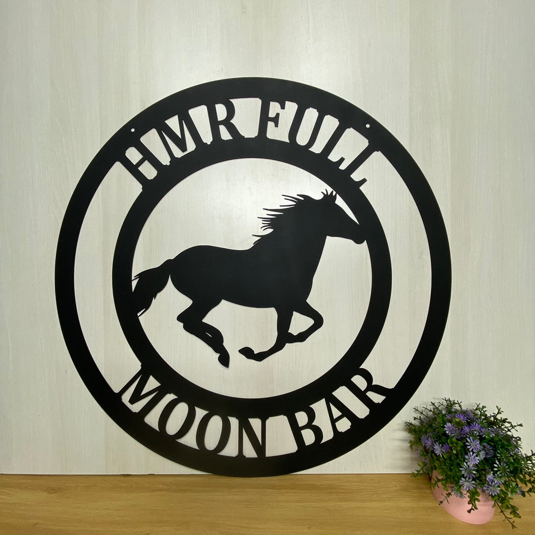 Custom Horse Monogram Metal Wall Art Decor, Horse Barn Entrance Metal Wall Hanging Sign, Horse Farm Ranch Front Door Metal Wall Sign Decor