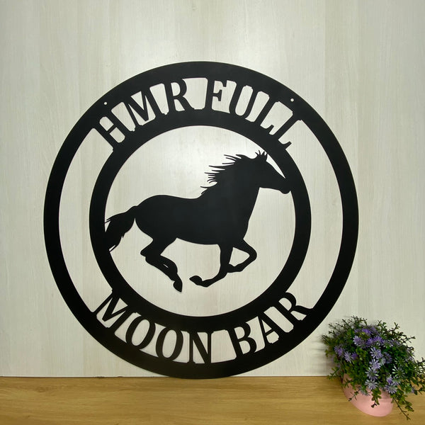Custom Horse Monogram Metal Wall Art Decor, Horse Barn Entrance Metal Wall Hanging Sign, Horse Farm Ranch Front Door Metal Wall Sign Decor
