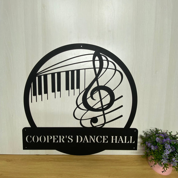 Custom Piano Keys Music Notes Metal Sign, Personalized Music Lover Musician Metal Name Sign, Treble Clef Music Studio Metal Wall Art Decor