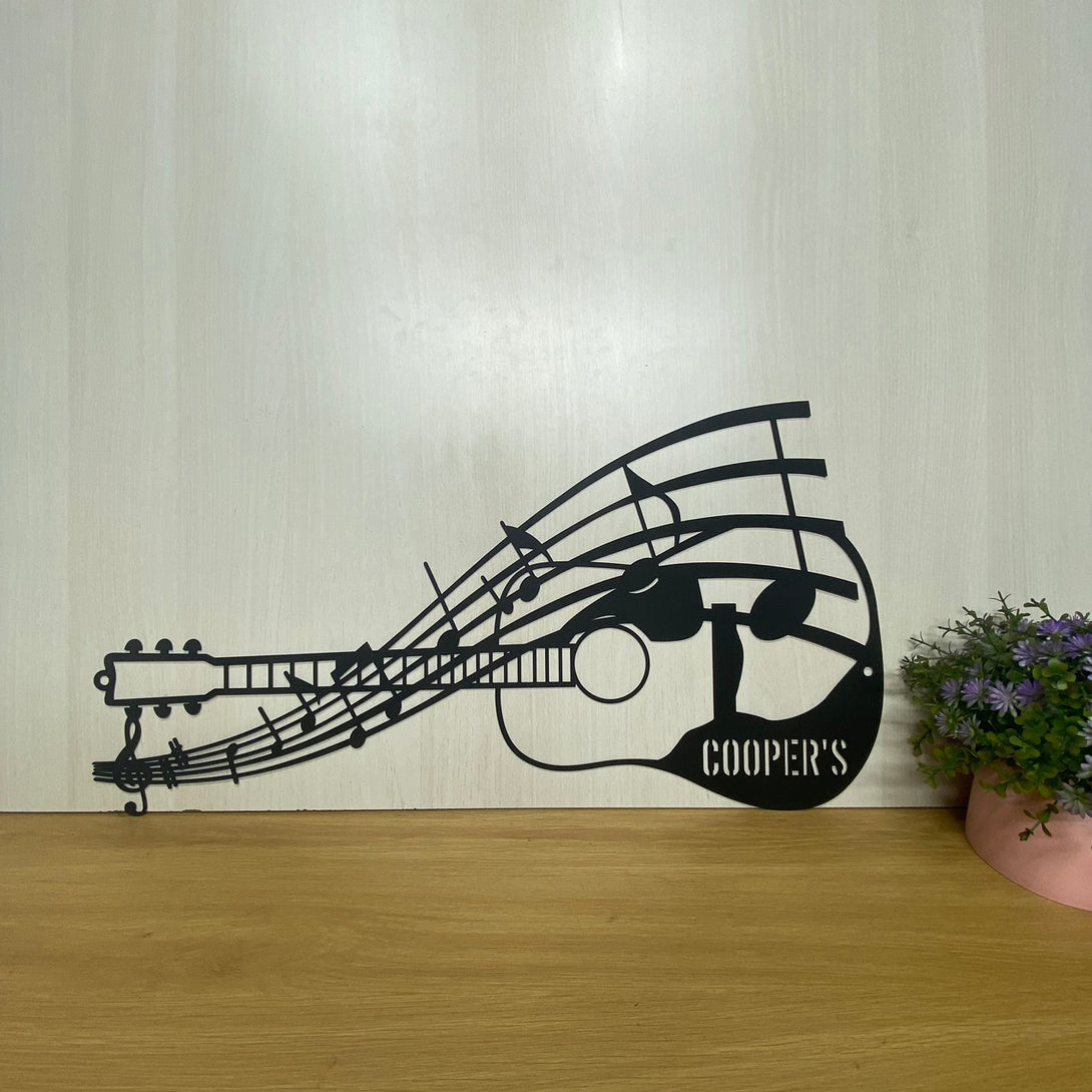 Custom Guitar Musical Instrument Metal Wall Art, Personalized Guitarist Metal Name Sign,guitar Lover Metal Room Decor, Music Studio Metal Wall Hanging