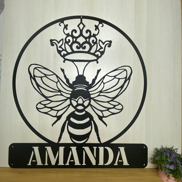 Custom Queen Bee Metal Wall Art, Personalized Queen Bee Metal Name Sign Decor, Honey Bee Lover Metal Sign, Queen Bee Metal Home Decor