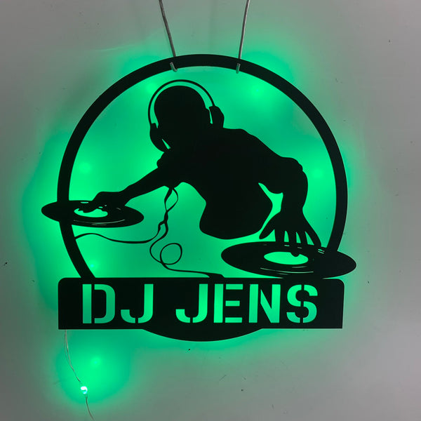 Personalized Name Dj Metal Wall Art With Led Lights, Custom Disc Jockey Music Name Sign, Disc Jockey Music Bar Sign, Dj Club Metal Wall Sign