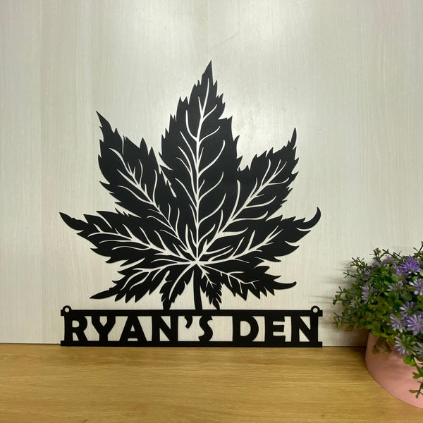 Personalized Weed Leaf Metal Wall Art, Custom Cannabis Metal Name Sign, Marijuana Sign Decoration, Culture Smoking Cigarette Metal Wall Art