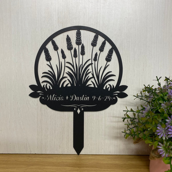 Custom Lavender Metal Garden Stake, Lavender Flower Metal Garden Sign, Personalized Garden Name Metal Yard Sign, Lavender Metal Garden Outdoor Decor