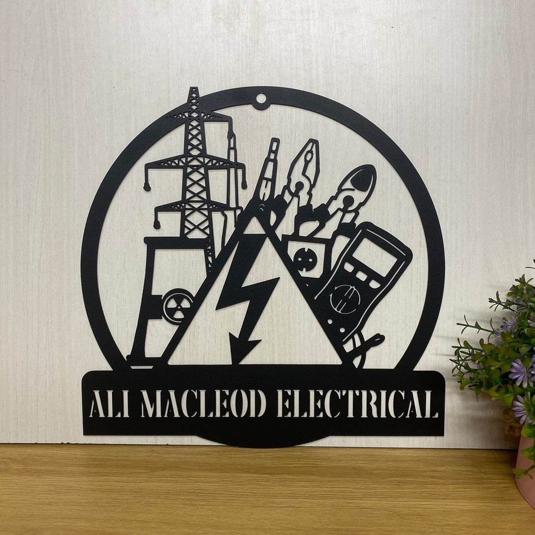 Custom Electrical Engineer Metal Wall Art, Personalized Lineman Metal Name Sign Home Decor, Electric Tools Shop Metal Wall Decor