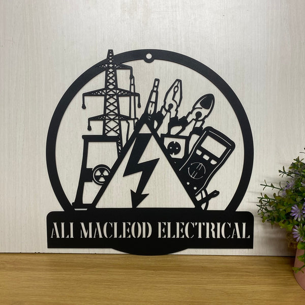 Custom Electrical Engineer Metal Wall Art, Personalized Lineman Metal Name Sign Home Decor, Electric Tools Shop Metal Wall Decor