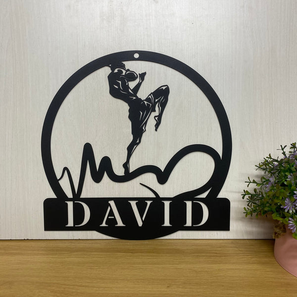 Custom Muay Thai Metal Wall Art, Personalized Thailand Martial Metal Sign, Muay Thai Fighter Metal Name Sign Home Decor, Martial Coach Gifts Sign
