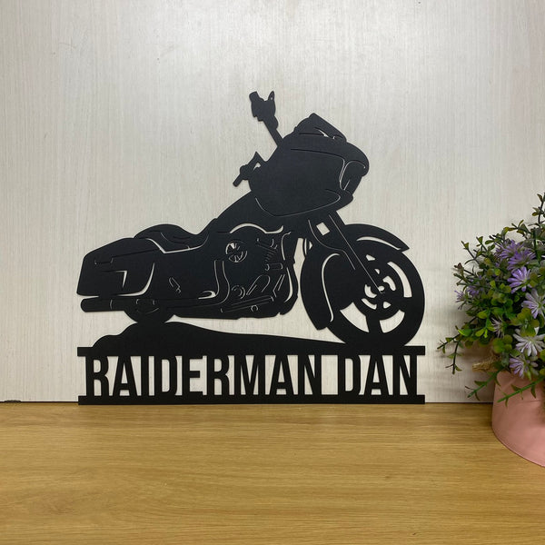 Personalized Name Motorcycle Metal Wall Hanging Sign, Motorcycle Biker Name Metal Sign, Custom Motorcycle Metal Garage Sign, Man Cave Metal Wall Art