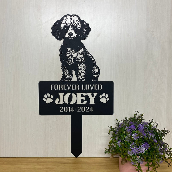 Custom Poodle Dog Memorial Metal Garden Stake, Personalized Dog Metal Name Sign, Pet Grave Marker Stake, Dog Remembrance Stake, Dog Loss Sympathy Sign