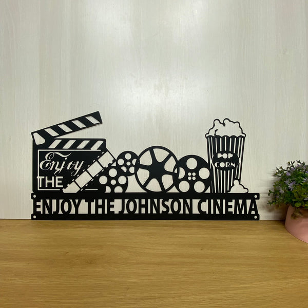 Custom Home Theater Metal Wall Art, Personalized Home Cinema Metal Sign, Movie Geek Metal Wall Sign, Movie Theater Room Studio Metal Wall Art Decor