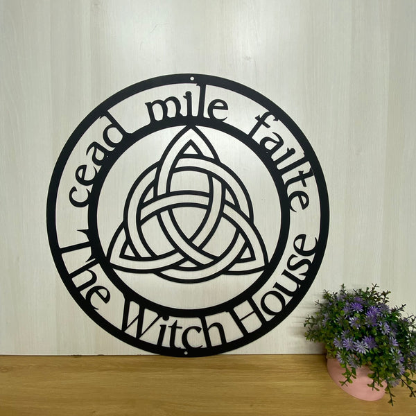 Custom Celtic Knot Triquetra Metal Sign, Personalized Family Name Triquetra Metal Wall Art, Triquetra Monogram Sign, Metal Trinity Knot Name Sign