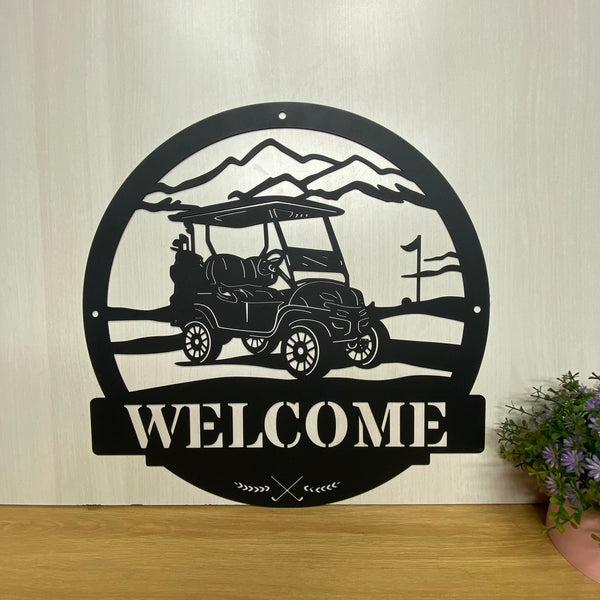 Custom Golf Cart Monogram Metal Sign, Golf Player Personalized Family Name Golf Cart Wall Art, Golf Cart Sport Metal Plaque For Home Decor