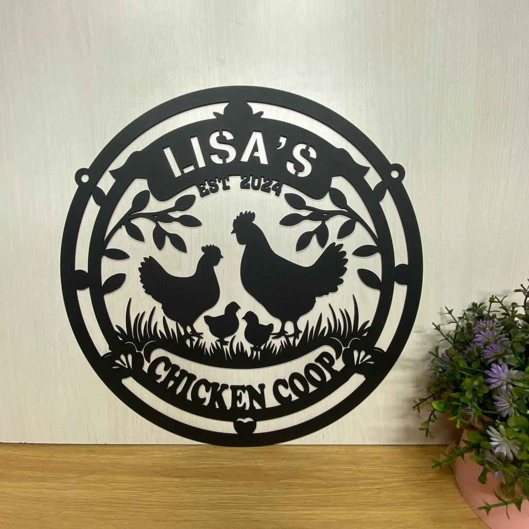 Custom Chicken Coop Metal Name Sign, Personalized Chicken Poultry Farm Metal Sign, Family Name Hens House Metal Sign For Farm House