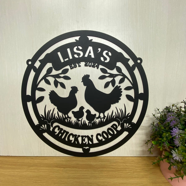 Custom Chicken Coop Metal Name Sign, Personalized Chicken Poultry Farm Metal Sign, Family Name Hens House Metal Sign For Farm House