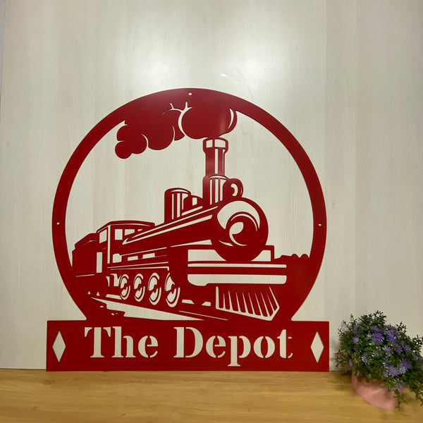 Personalized Railroad Metal Wall Sign, Custom Train Metal Wall Decor, Train Station Metal Sign, Railway Train Station Metal Wall Art
