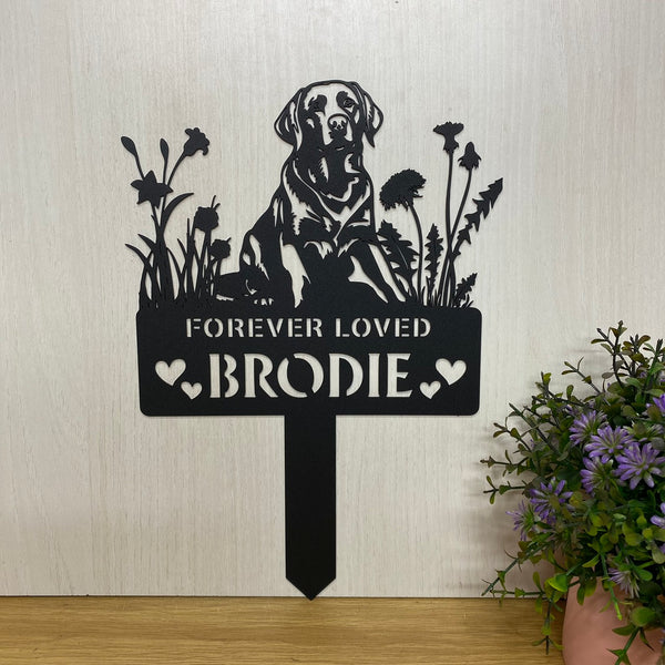 Personalized Labrador Dog Memorial Metal Garden Stake, Custom Labrador Metal Yard Sign, Dog Loss Metal Grave Marker, Dog Loss Remembrance Stake