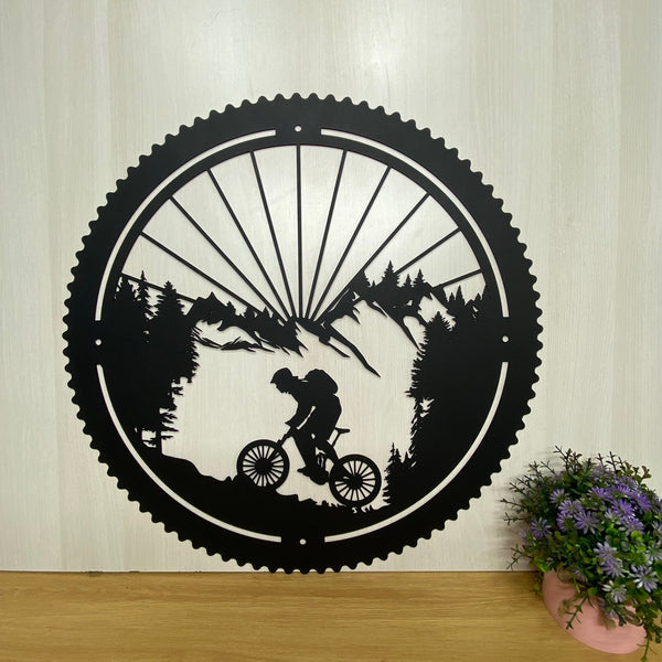 Personalized Mountain Biking Metal Name Sign, Mountain Bike Metal Art, Cyclist Metal Name Sign, Custom Mountain Bikers Cabin Metal Wall Sign Decor