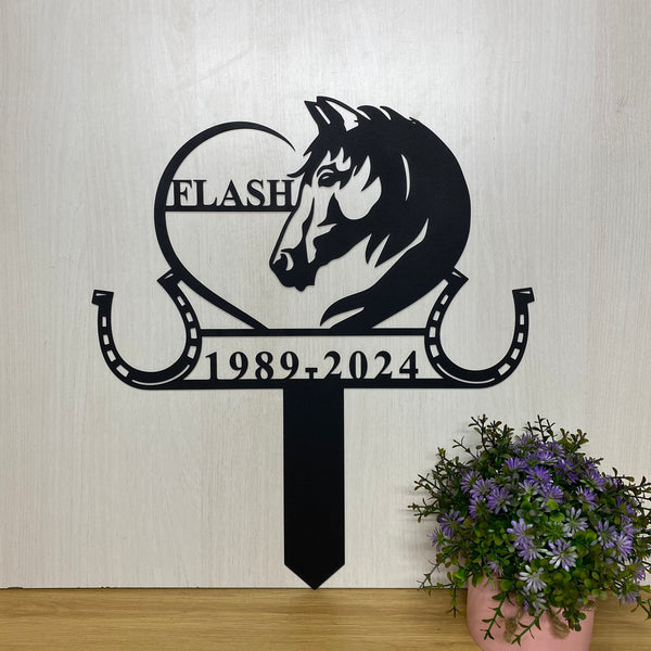 Personalized Horse Memorial Metal Stake Garden, Custom Horse Metal Yard Sign, Horse Metal Grave Marker With Stake, Pet Loss Metal Stake