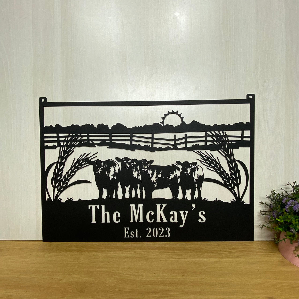 Personalized Cattle Farmhouse Metal Entrance Sign, Custom Cow Farm Met ...