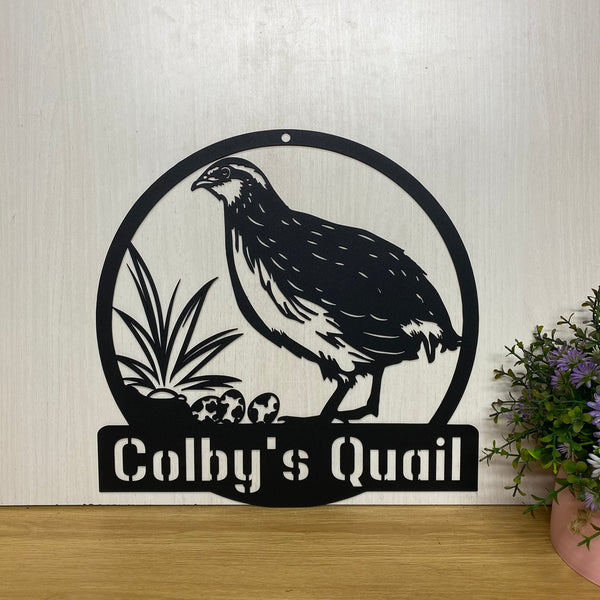 Personalized Quail Bird Metal Name Sign, Custom Quail Bird Metal Wall Art, Metal Quail Sign Custom With Name And Date, Quail Bird Metal Farm Sign