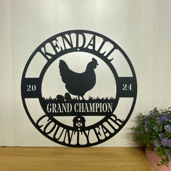 Customized Chicken Farm Monogram Metal Name Sign, Hens House Metal Sign For Farmhouse, Personalized Family Name Chicken Coop Metal Sign